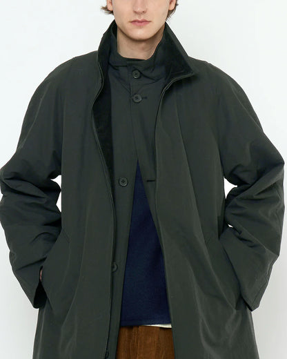 7115 by Szeki Unisex Double Collar Overcoat (Water-Repellent) - Black
