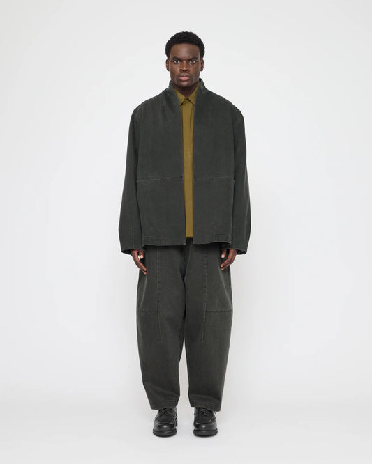 7115 by Szeki Unisex Open Short Coat - Washed Black