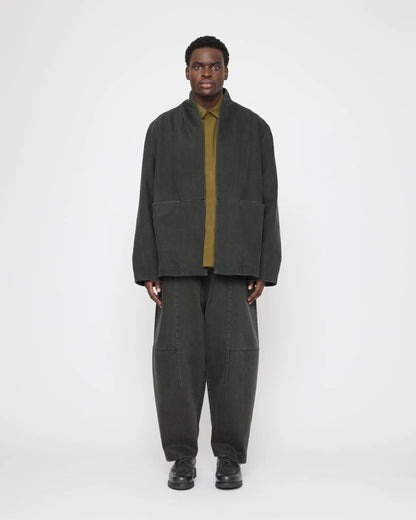7115 by Szeki Unisex Open Short Coat - Washed Black