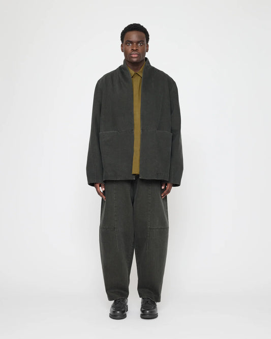 7115 by Szeki Unisex Open Short Coat - Washed Black