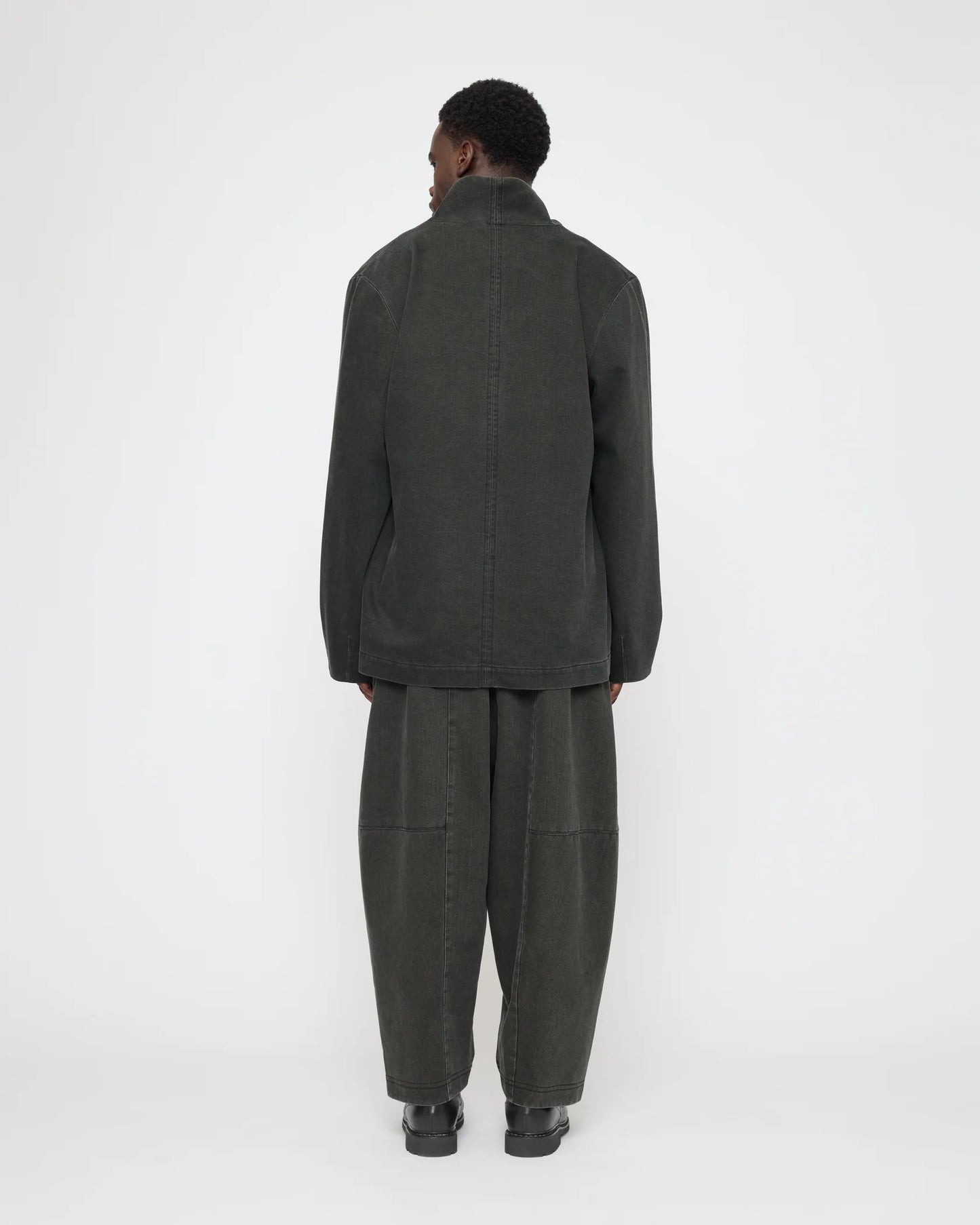 7115 by Szeki Unisex Open Short Coat - Washed Black