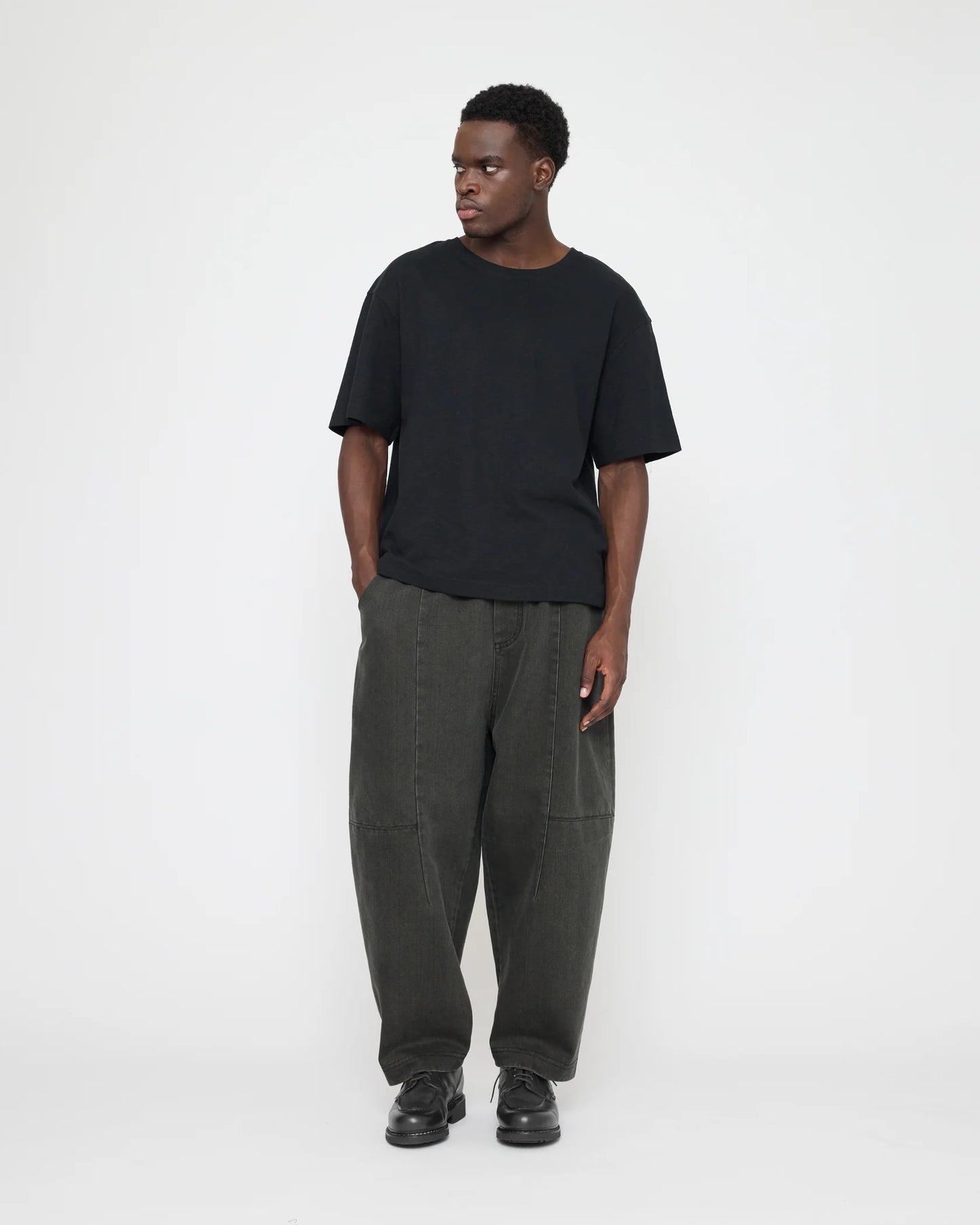 7115 by Szeki Unisex Elastic Panel Barrel Trouser - Washed Black