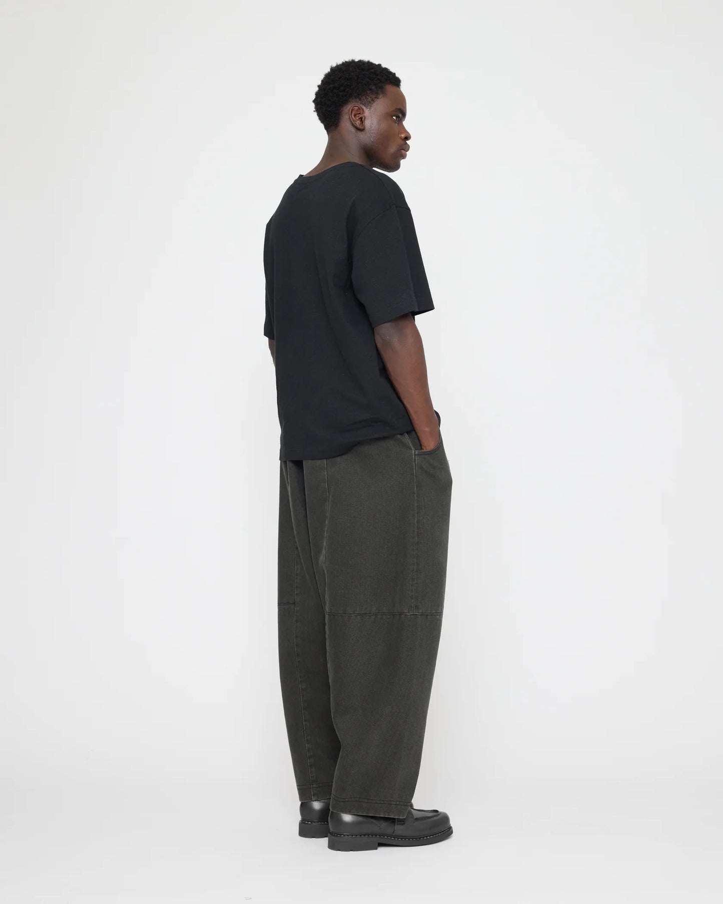 7115 by Szeki Unisex Elastic Panel Barrel Trouser - Washed Black