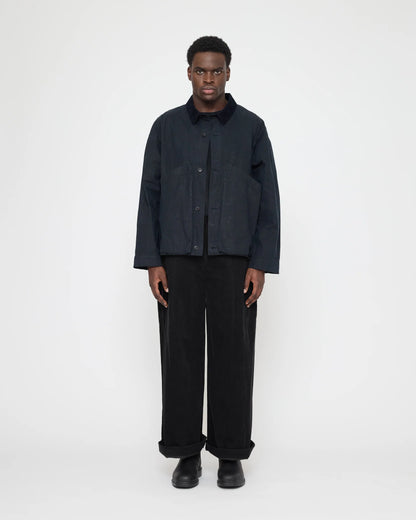 7115 by Szeki Unisex Panel Pockets Shirt Jacket - Waxed Edition - Navy Black