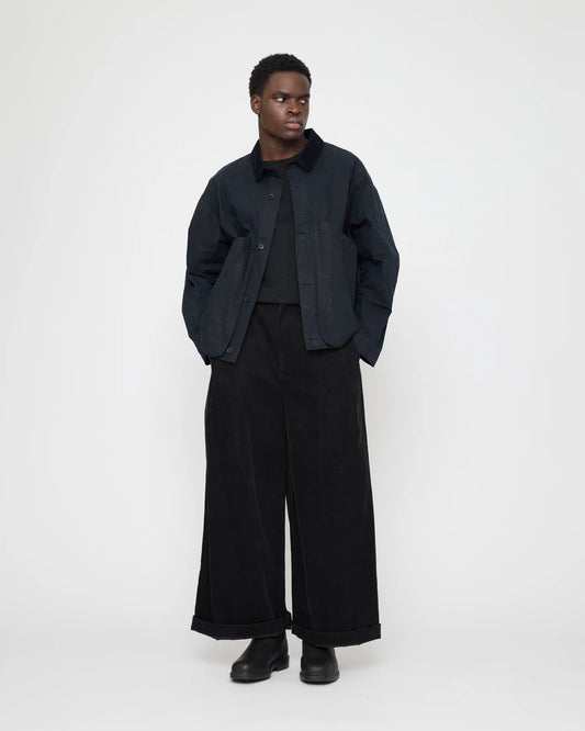 7115 by Szeki Unisex Panel Pockets Shirt Jacket - Waxed Edition - Navy Black
