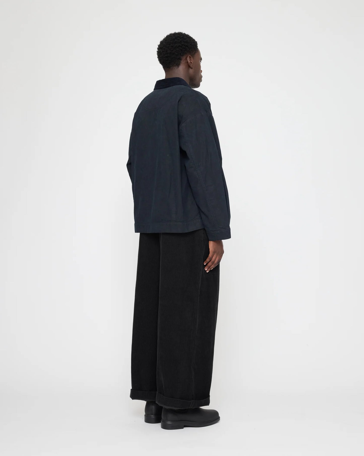 7115 by Szeki Unisex Panel Pockets Shirt Jacket - Waxed Edition - Navy Black