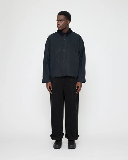 7115 by Szeki Unisex Panel Pockets Shirt Jacket - Waxed Edition - Navy Black