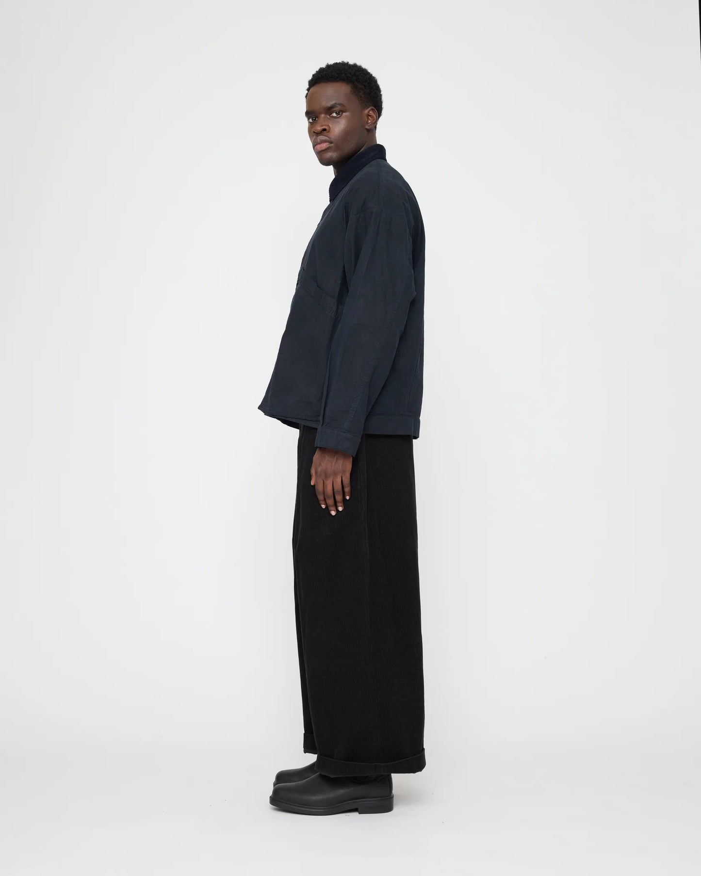 7115 by Szeki Unisex Panel Pockets Shirt Jacket - Waxed Edition - Navy Black