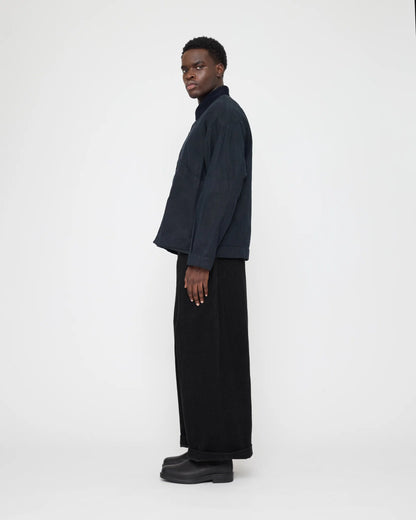 7115 by Szeki Unisex Panel Pockets Shirt Jacket - Waxed Edition - Navy Black