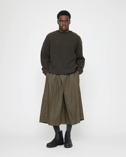 7115 by Szeki Unisex Pleated Culotte - Soft Denim Edition - Olive