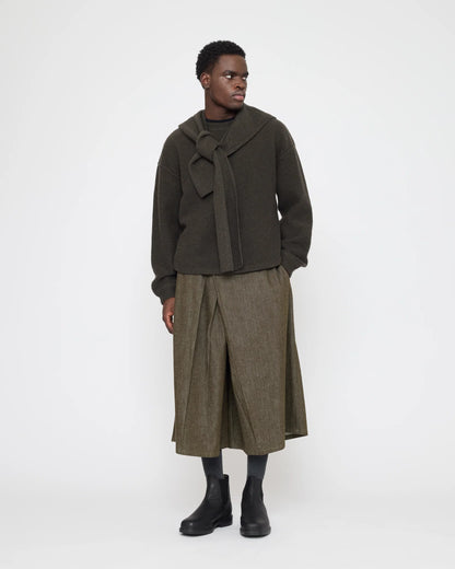 7115 by Szeki Unisex Pleated Culotte - Soft Denim Edition - Olive