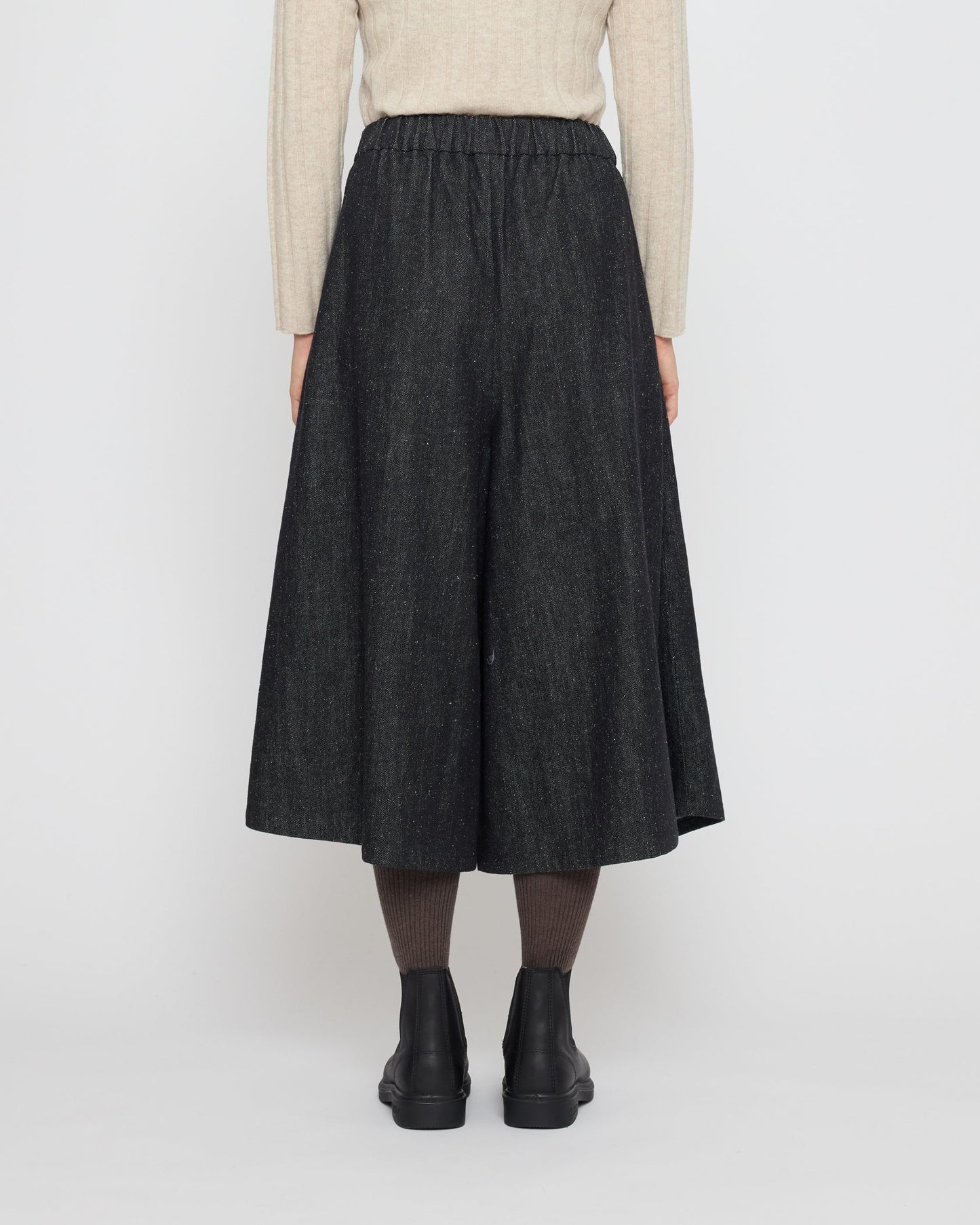 7115 by Szeki Unisex Pleated Culotte - Soft Denim Edition -  Black