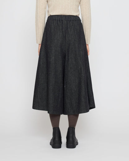7115 by Szeki Unisex Pleated Culotte - Soft Denim Edition -  Black