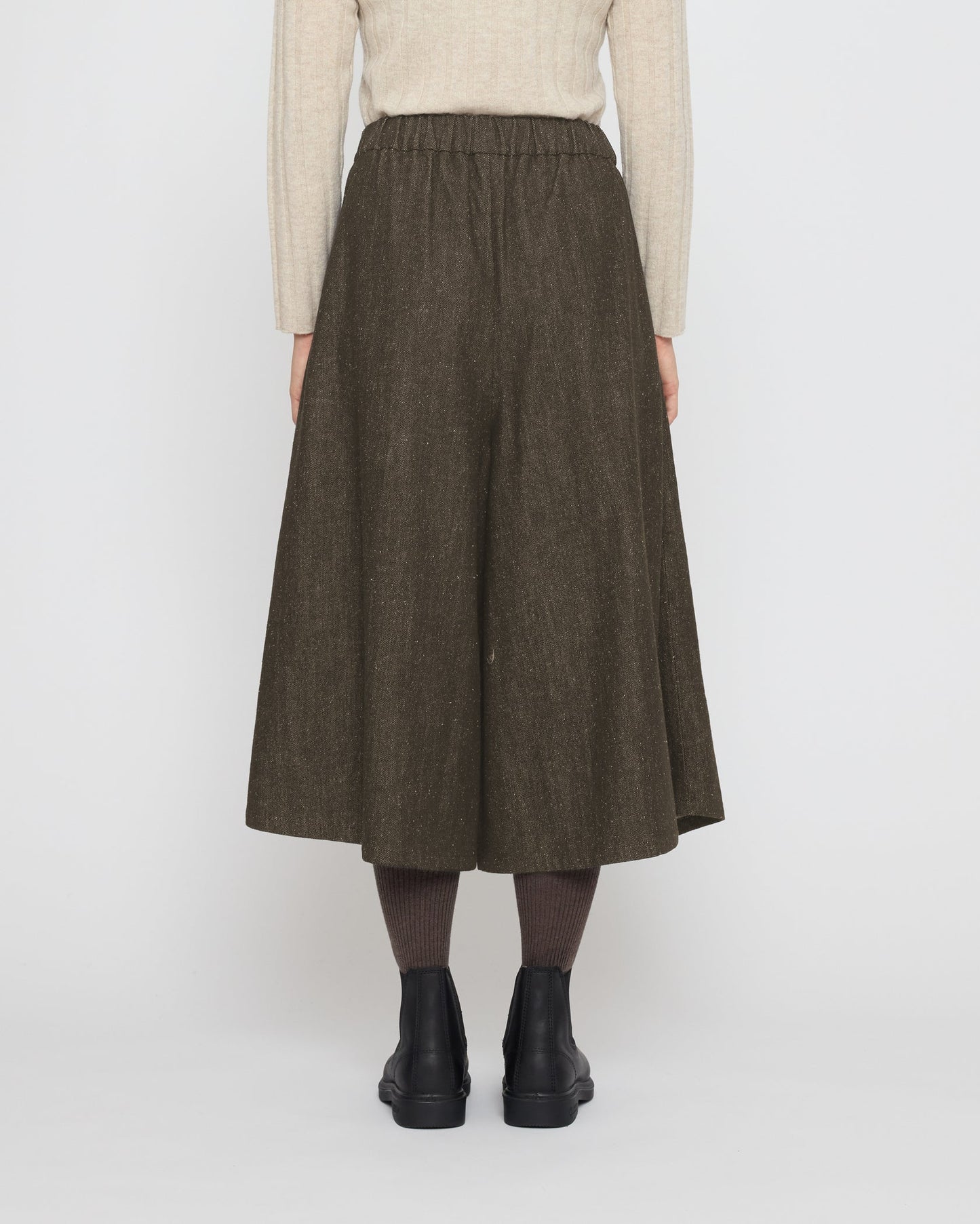7115 by Szeki Unisex Pleated Culotte - Soft Denim Edition - Olive