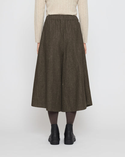 7115 by Szeki Unisex Pleated Culotte - Soft Denim Edition - Olive