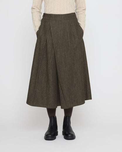 7115 by Szeki Unisex Pleated Culotte - Soft Denim Edition - Olive
