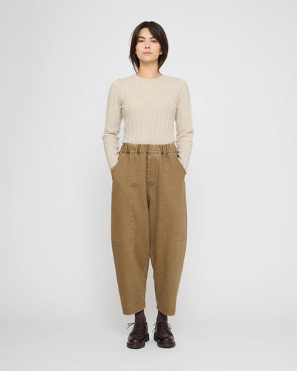 7115 by Szeki Unisex Elastic Panel Barrel Trouser - Washed Walnut