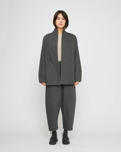 7115 by Szeki Unisex Open Short Coat - Washed Black