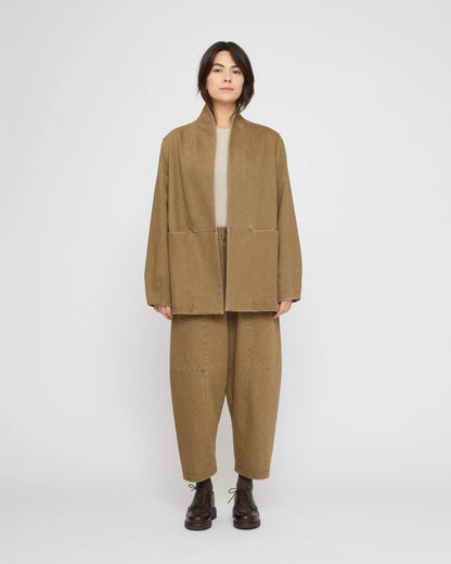 7115 by Szeki Unisex Open Short Coat - Washed Walnut