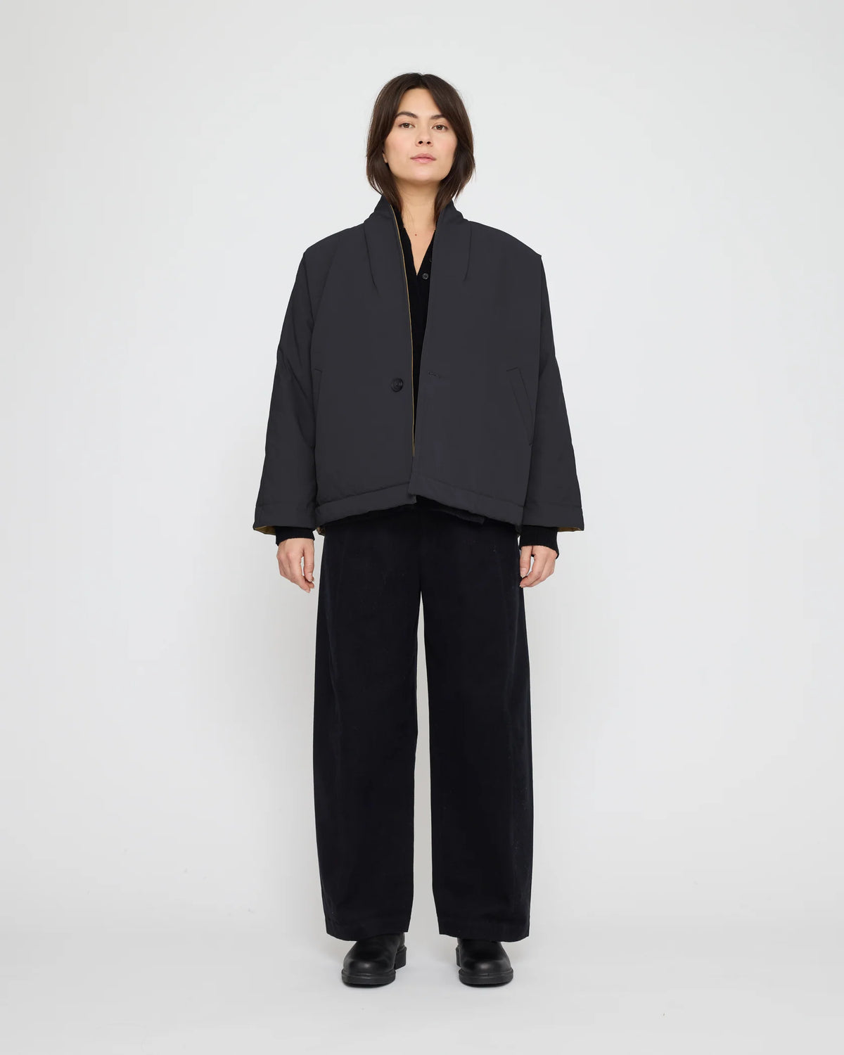 7115 by Szeki Unisex Reversible Padded Blazer - Charcoal & Tan