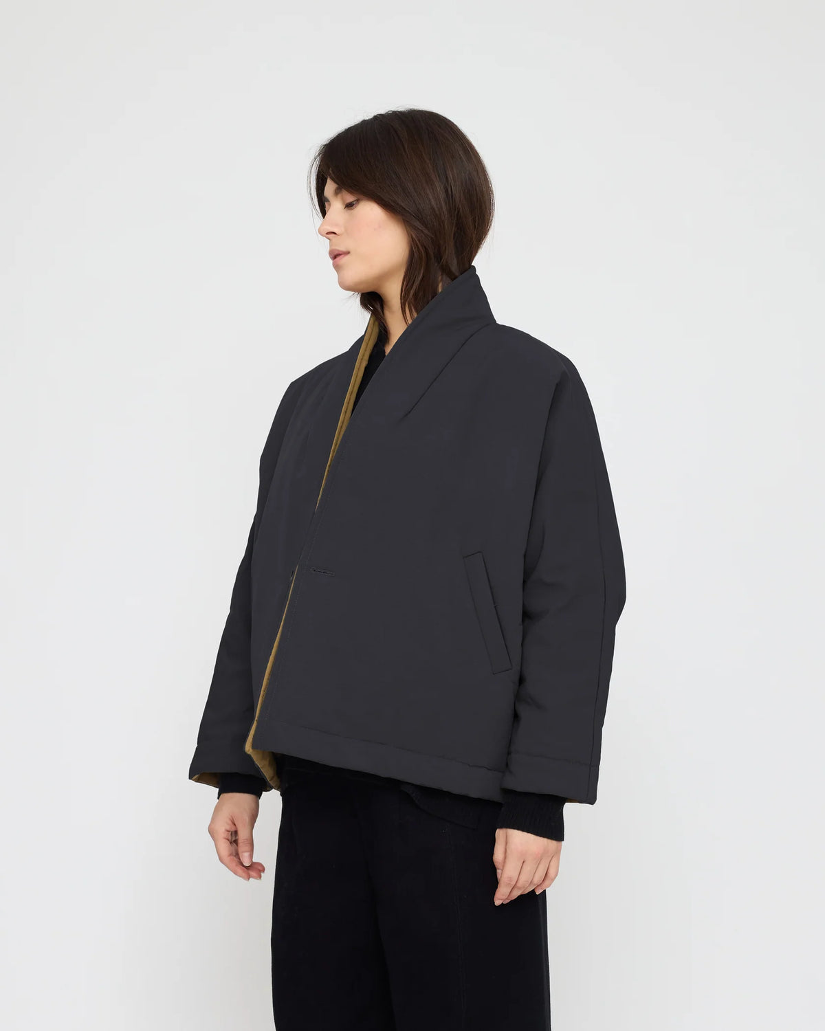 7115 by Szeki Unisex Reversible Padded Blazer - Charcoal & Tan