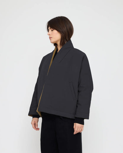 7115 by Szeki Unisex Reversible Padded Blazer - Charcoal & Tan