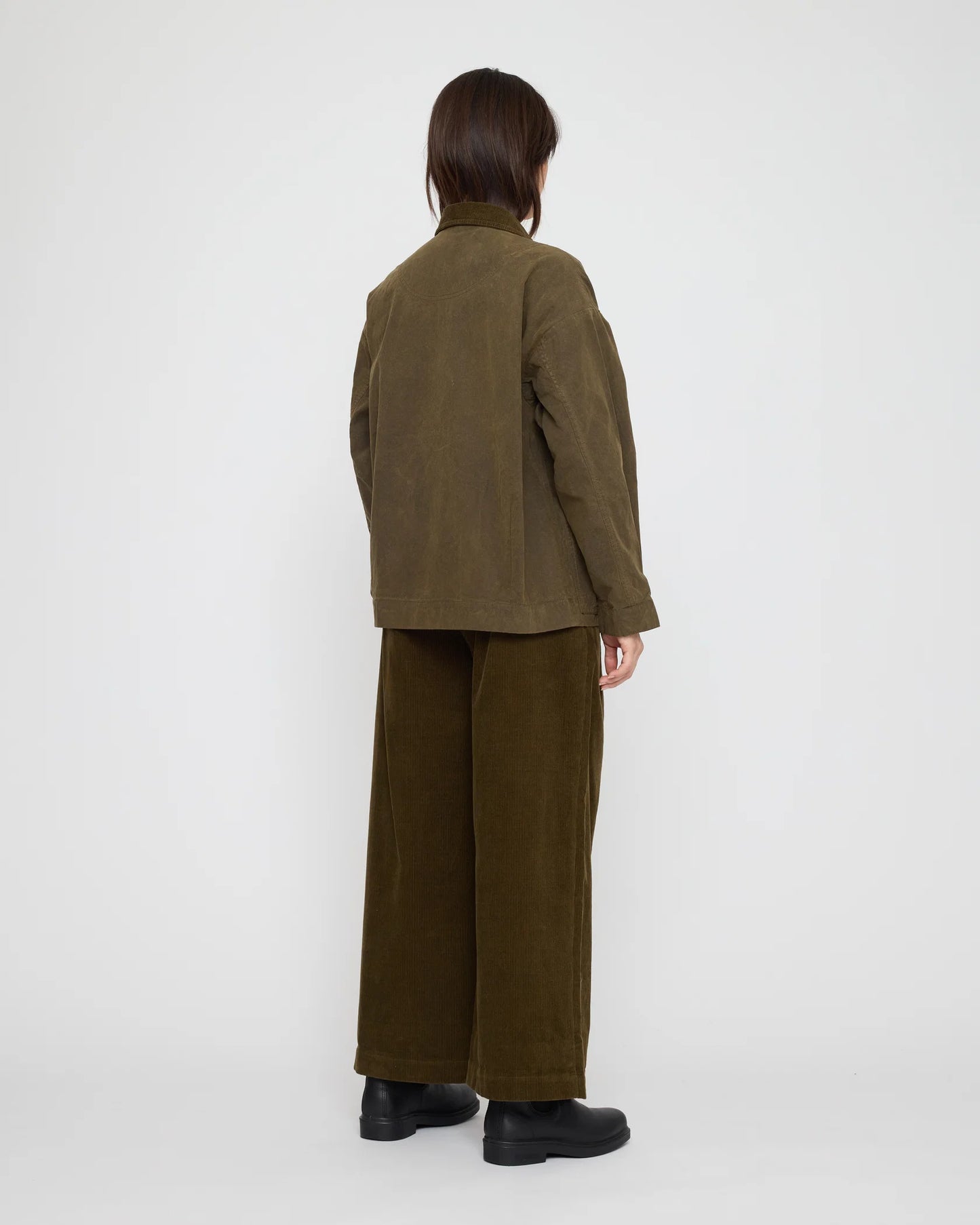 7115 by Szeki Unisex Panel Pockets Shirt Jacket - Waxed Edition - Olive Brown