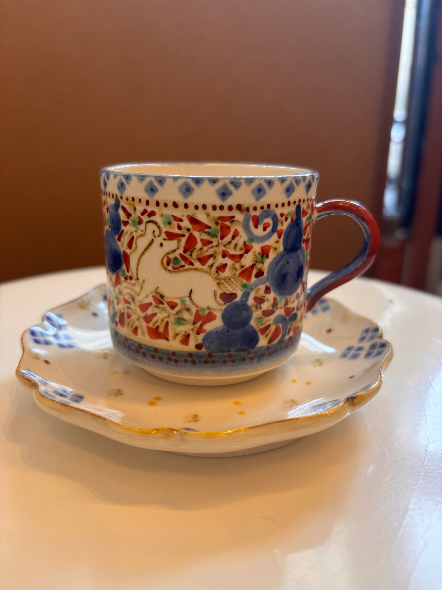 Kuroji Iroe Cup & Saucer by Misao Yajima - A