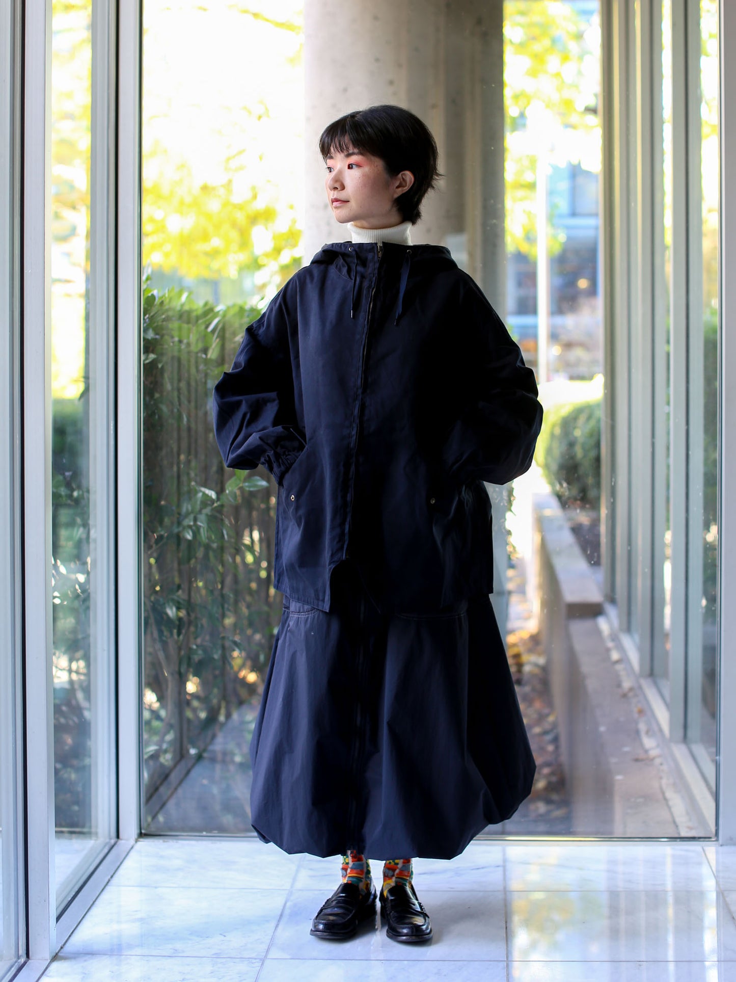 Veritecoeur Paraffin-treated Hooded Coat - Navy