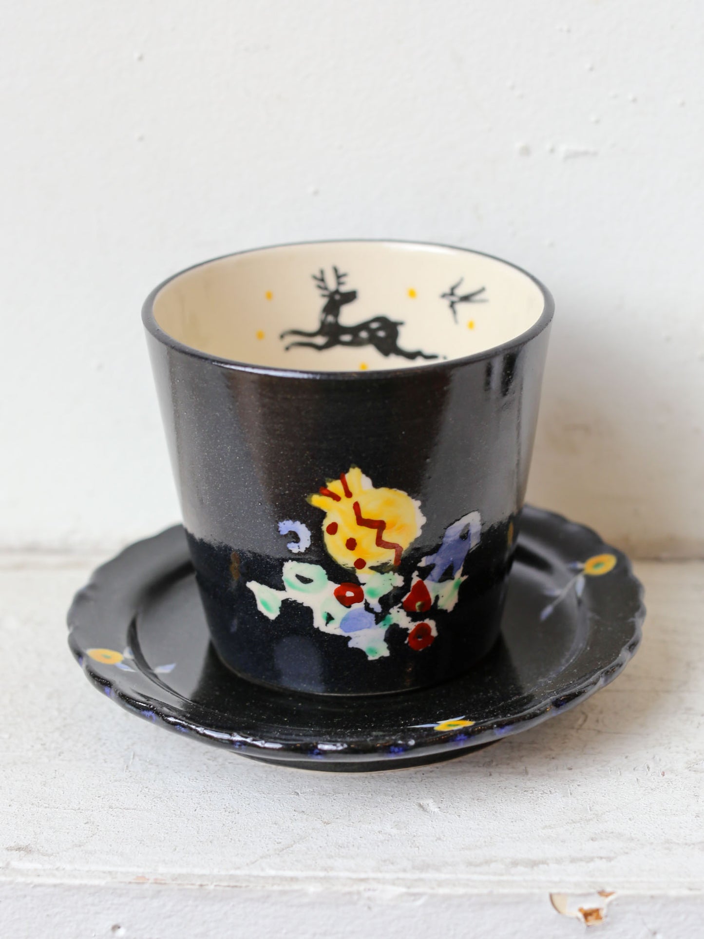 Kuroji Iroe Cup & Saucer Set by Misao Yajima