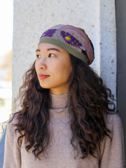 M. & Kyoko Spring Knitted Cap - Purple/Khaki