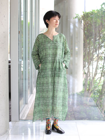 Hannoh Wessel Printed Dress Detta - Green Check