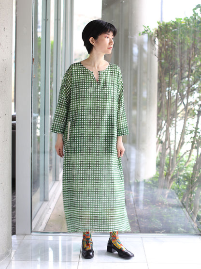 Hannoh Wessel Printed Dress Detta - Green Check