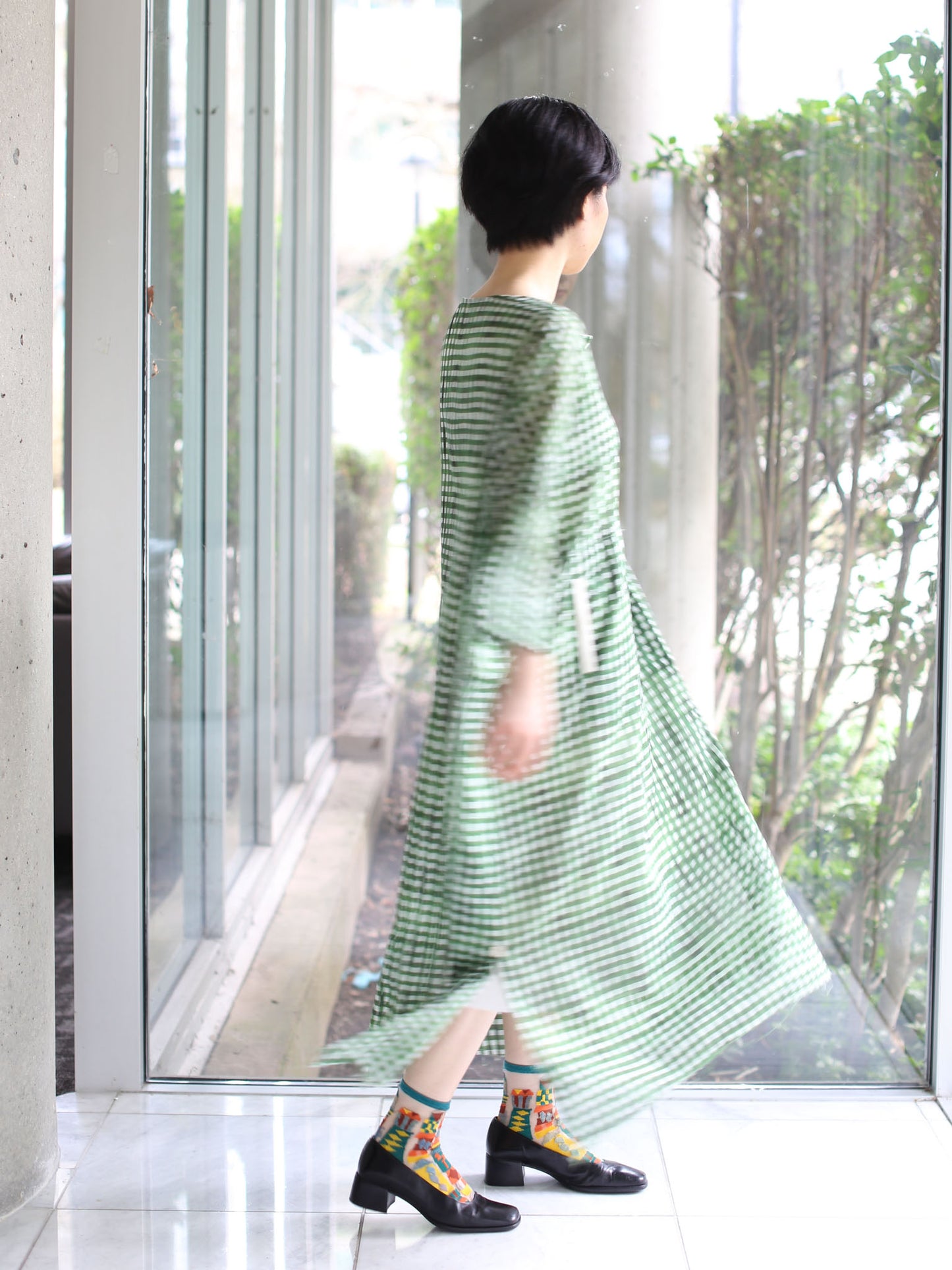 Hannoh Wessel Printed Dress Detta - Green Check