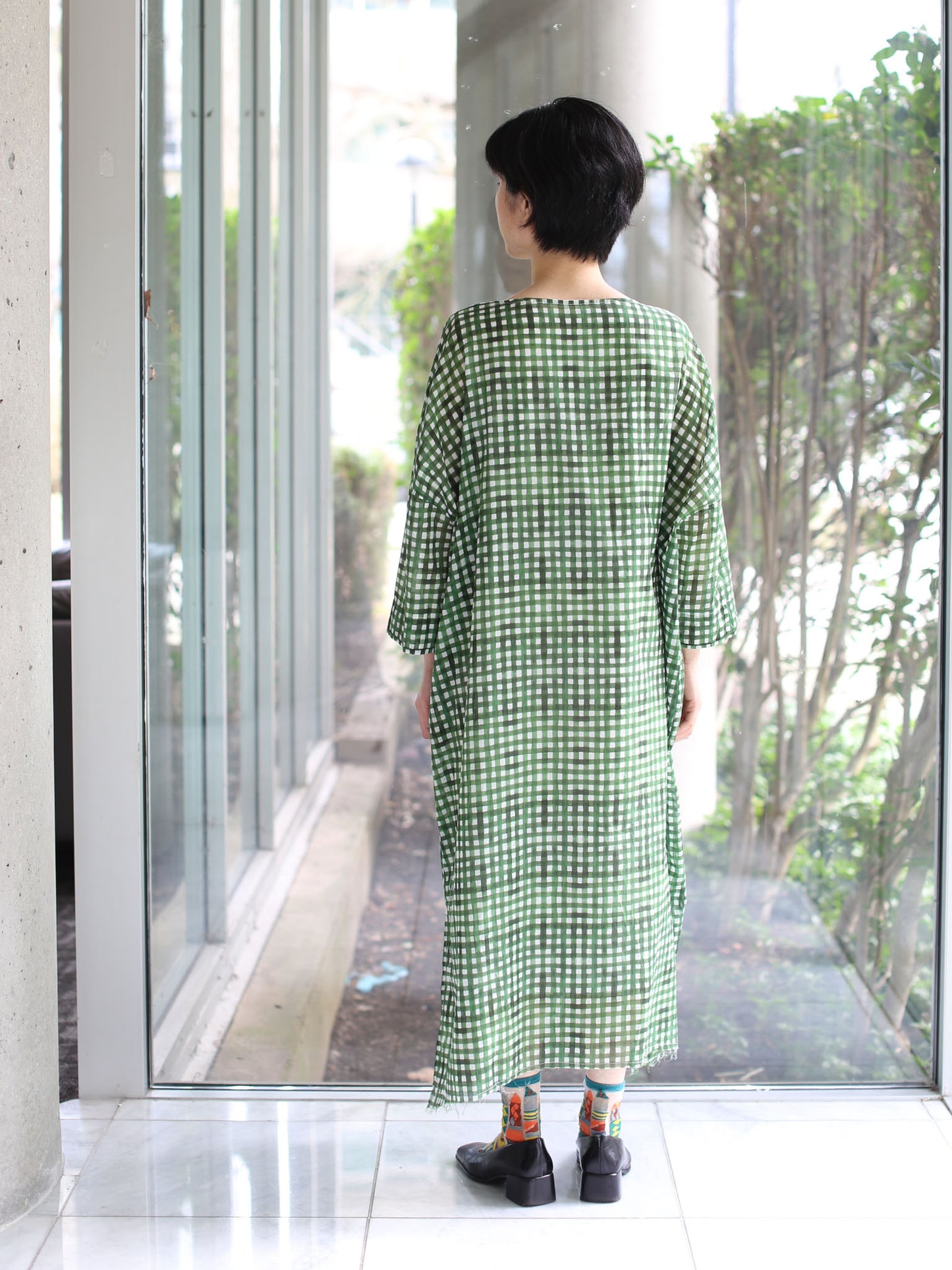 Hannoh Wessel Printed Dress Detta - Green Check