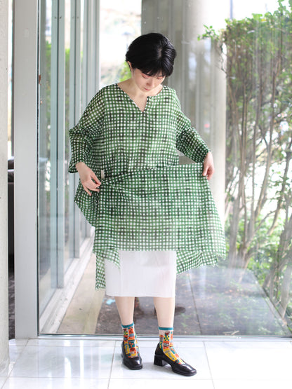 Hannoh Wessel Printed Dress Detta - Green Check