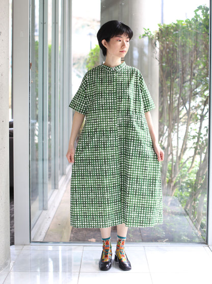 Hannoh Wessel Printed Dress Deborah - Green Check