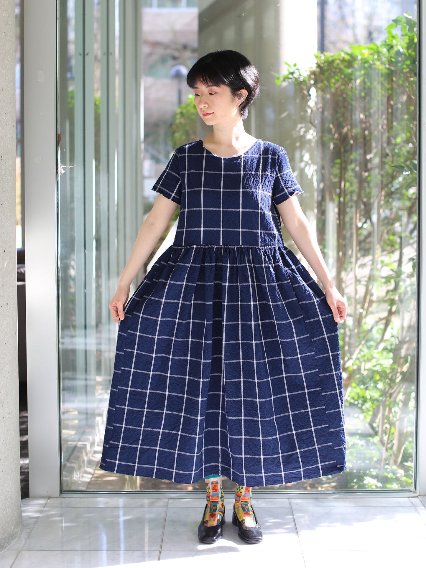 Hannoh Wessel Dress Demi - Navy Check