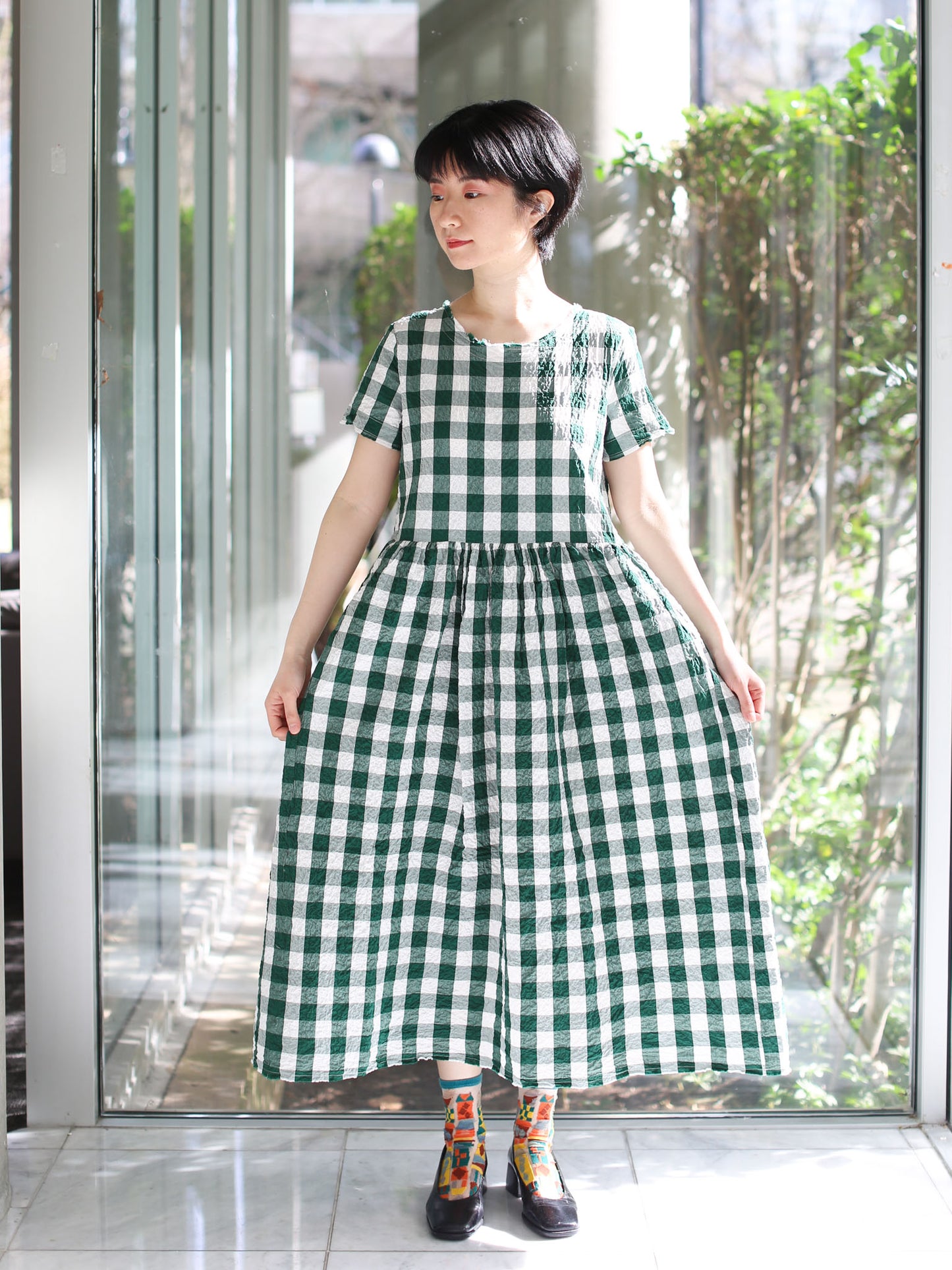 Hannoh Wessel Dress Demi - Green Check