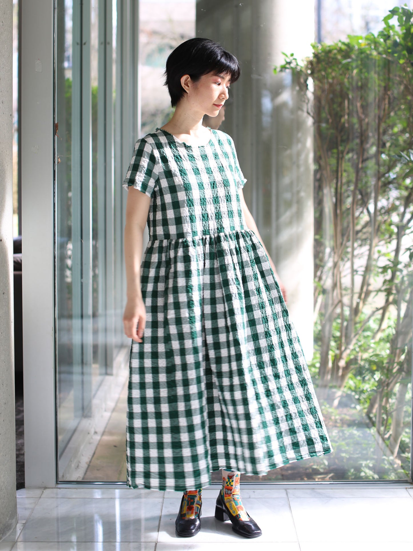 Hannoh Wessel Dress Demi - Green Check