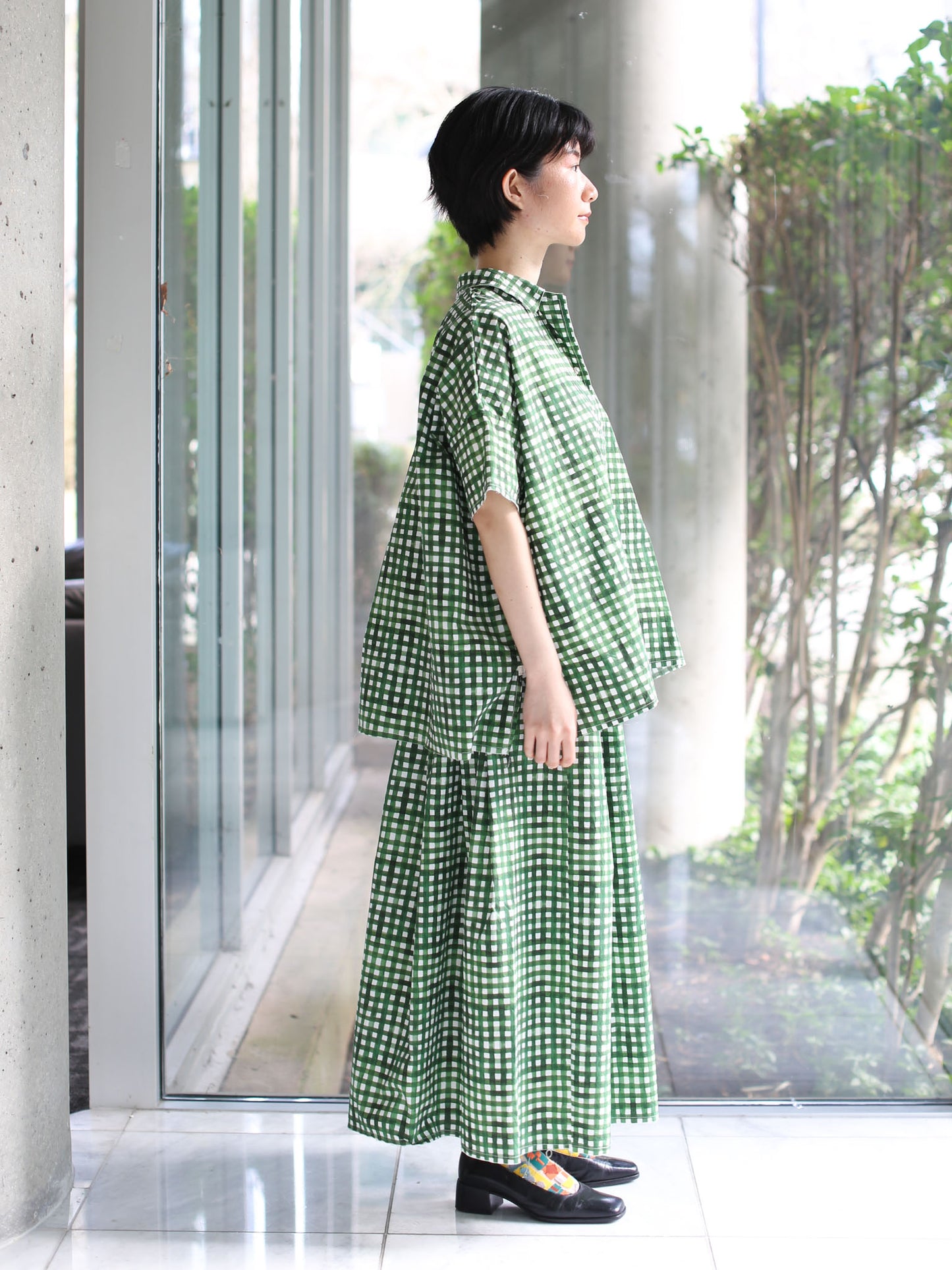 Hannoh Wessel Printed Shirt Serenity- Green Check