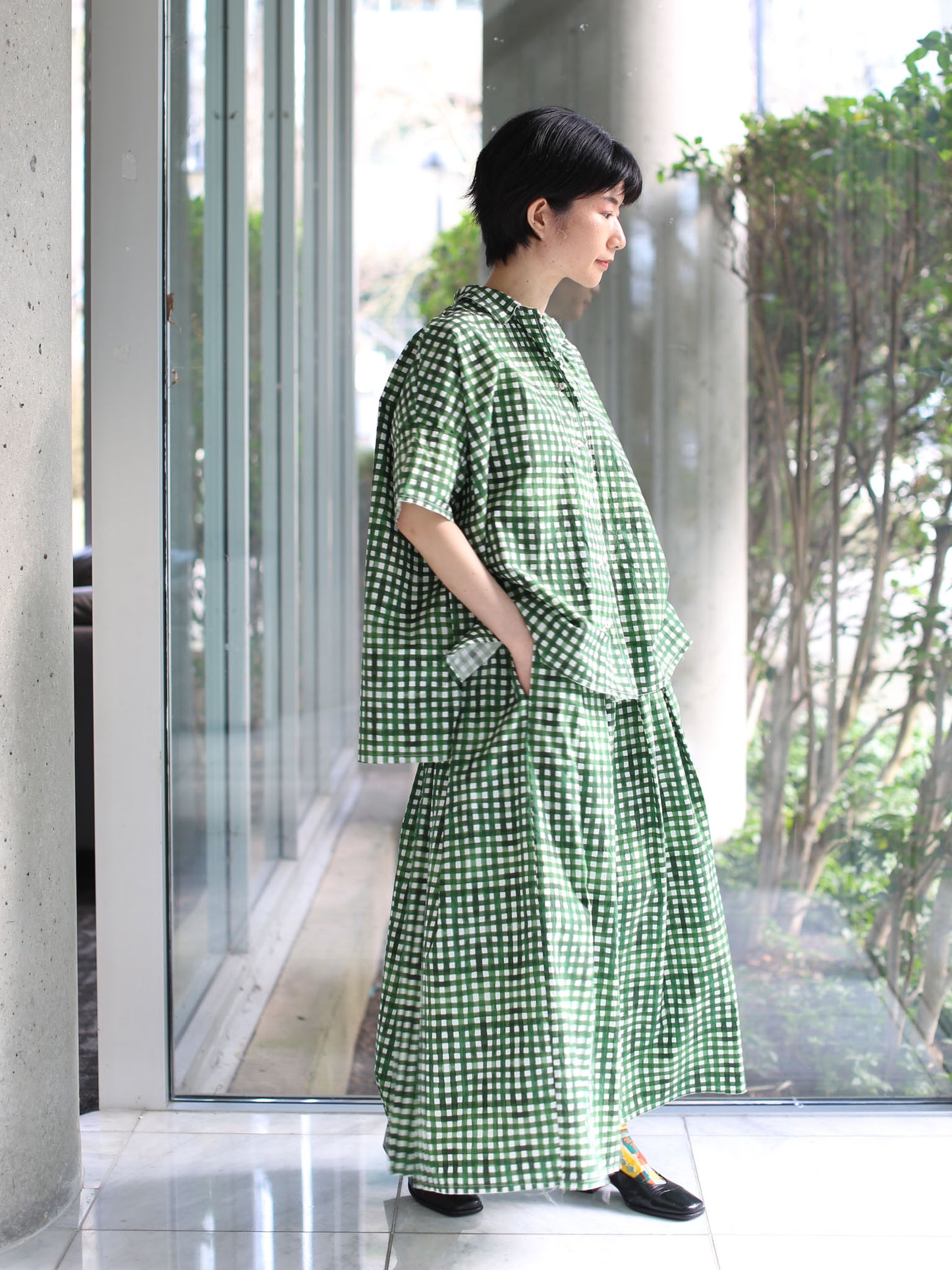 Hannoh Wessel Printed Shirt Serenity- Green Check