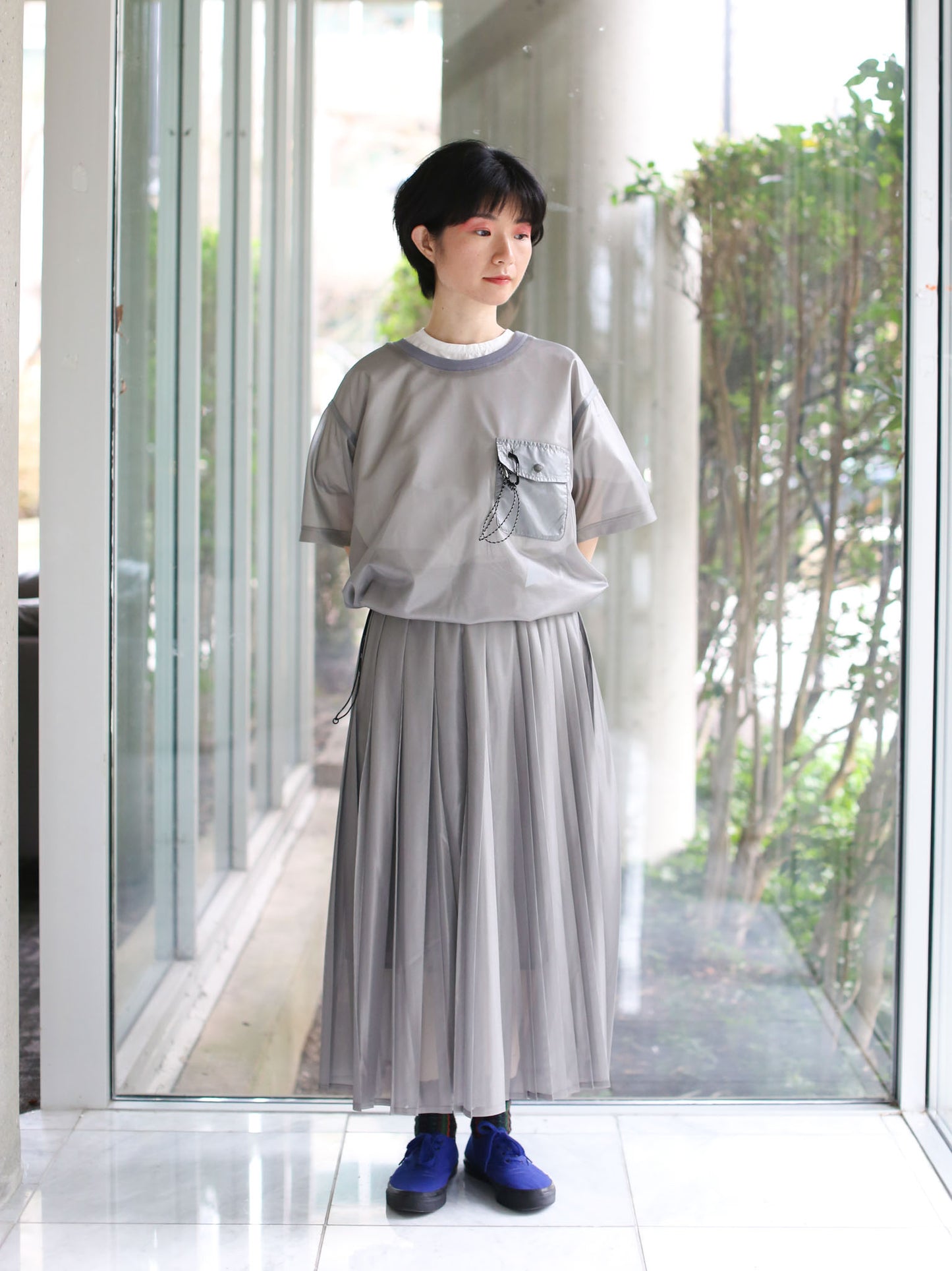 And Wander Two-way Silver Mesh Pullover