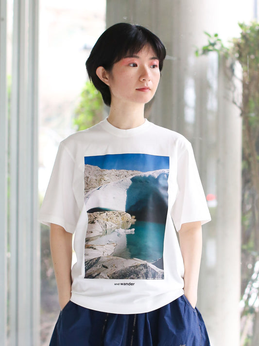 And Wander Glacier Printed T-shirt - White