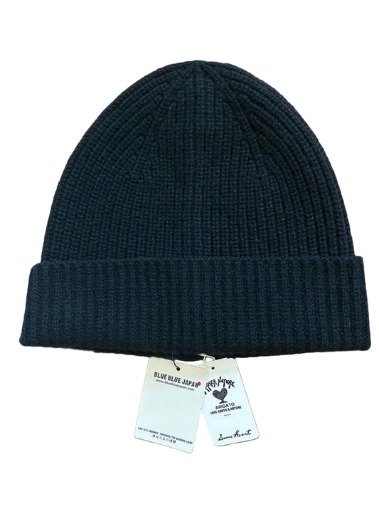 Blue Blue Japan Unisex Recycled Cashmere Beanie - Navy/Black