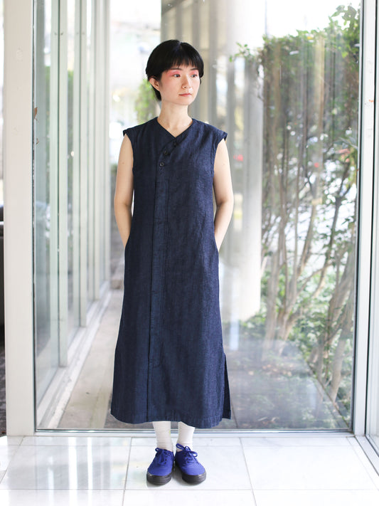 Blue Blue Japan Woven Indigo Mix Herringbone Khurta Dress