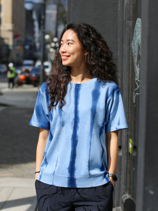 Blue Blue Japan Knitted Tate Shibori T-shirt