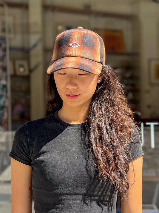 Danton 6 Panel Ombre Check Baseball Cap - Brown Ombre