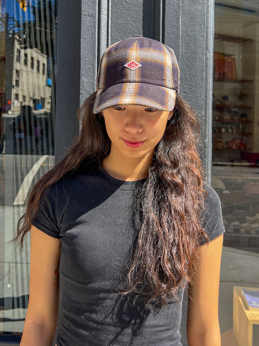 Danton 6 Panel Ombre Check Baseball Cap - Navy Ombre