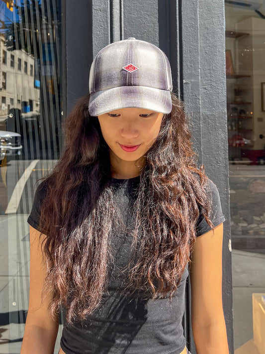 Danton 6 Panel Ombre Check Baseball Cap - Grey Ombre
